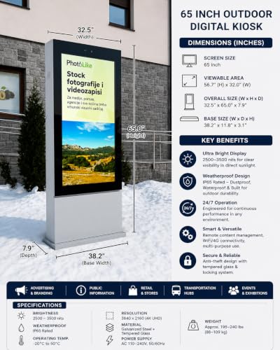 Outdoor Digital Signage Totem Kiosk with Touchscreen Display