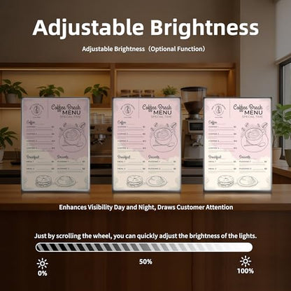 Custom LED Menu Poster Frame, Ultra-Thin Black / Silver Backlit Food Photo Frame for Restaurant, Cafes, Store, Bar, Hotel, Theater, Cinema Advertising Display, Optional Size (A1, A2, A3, A4 and More)