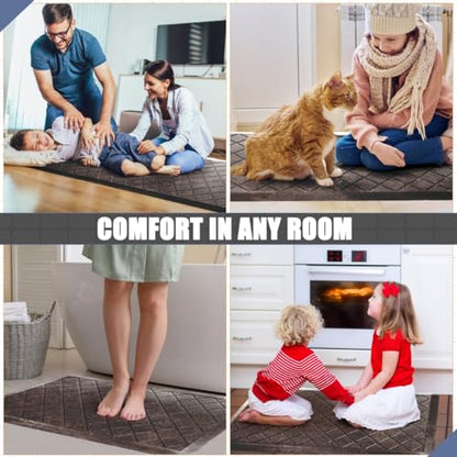 Cushioned Anti Fatigue Mats, Heavy Duty Non-Skid Floor Mats - 1/2 Inch Thick Ergonomic Comfort Foam, Brown - color: Stylish Brown