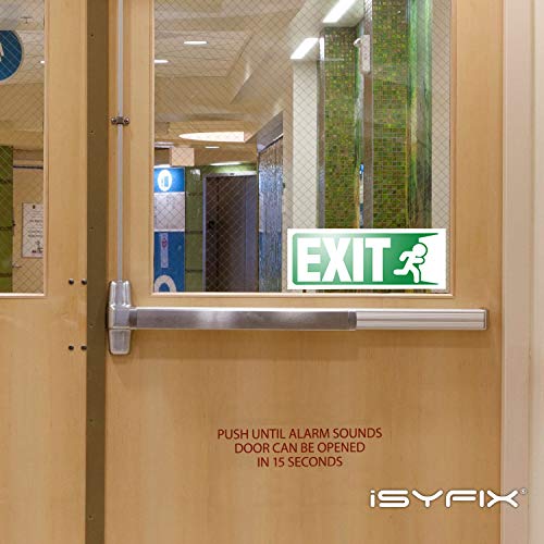 iSYFIX Exit Signs Stickers, 10x4 Inch, 3 Pack, White & Green - color: White & Green