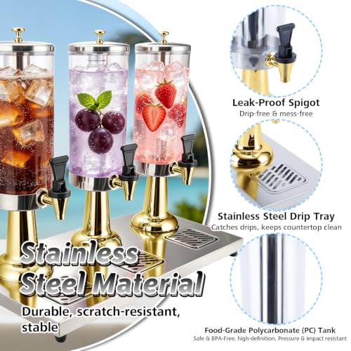 2.4 Gallon Drink Dispenser for Party with Stand & Leak-Proof Spigot - color: Gold