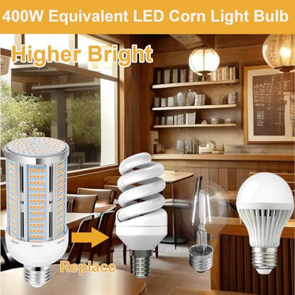 50W LED Corn Light Bulb 6000 Lumen Led Corn Bulb Super Bright 3000K Warm White E26/E27 Base LED Light Bulb for Home Garage Lighting Garage Backyard Office Household - size: 50W-1PACK