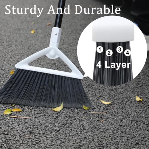 Heavy Duty White Angle Broom with Long Handle - 4 Pack - color: 4pack White