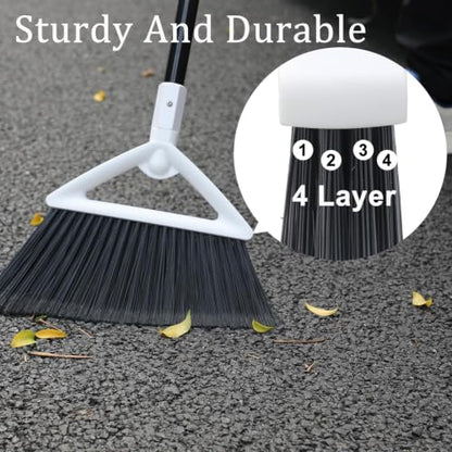 Heavy Duty White Angle Broom with Long Handle - 4 Pack - color: 4pack White