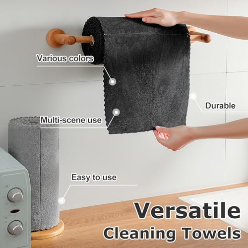 80 Pack Microfiber Cleaning Cloth Roll Reusable Paper Towels 12"x12" Black Tear Away Cloth, Microfiber Towels for Cars, Wash Cloths, Lint Free Rags for House, Kitchen,Window,Cleaning Supplies - color: Black