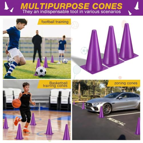 12 Inch Traffic Cones,12pcs Training Sports Cones,Parking Cones - color: purple