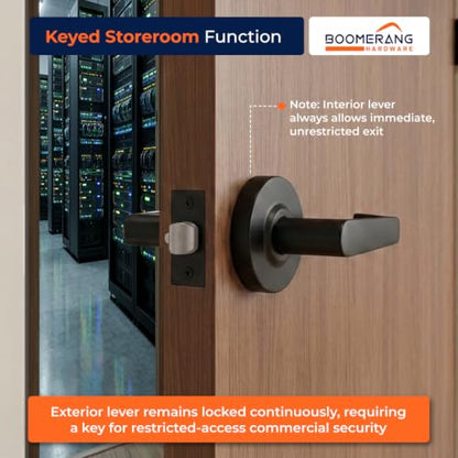 Boomerang Heavy-Duty Storeroom Function Commercial Lever Door Lock - color: Matte Black (US19), style: Storeroom
