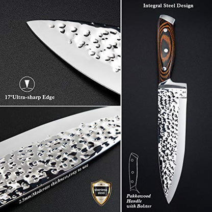 15 Pieces Kitchen Knife Set with Block and Sharpener - color: Wooden