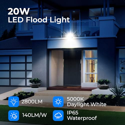 CINOTON 20W 2800LM LED Flood Lights Outdoor, 5000K, UL Listed, 4 Pack - size: 4 Pack, style: 20W-5000K