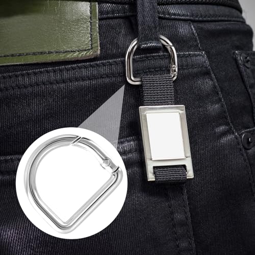 HINZIC D Ring Spring Key Hooks Keyring Clip Buckles Clasp Clamps for Belt Backpacks Handbag Purse Strap - color: 6pcs-silver & Gold & Black
