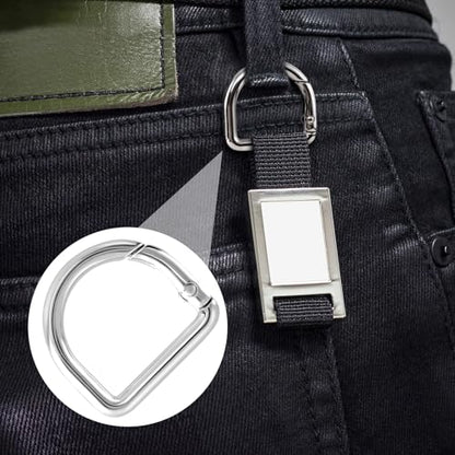 HINZIC D Ring Spring Key Hooks Keyring Clip Buckles Clasp Clamps for Belt Backpacks Handbag Purse Strap - color: 9pcs-silver & Gold & Black