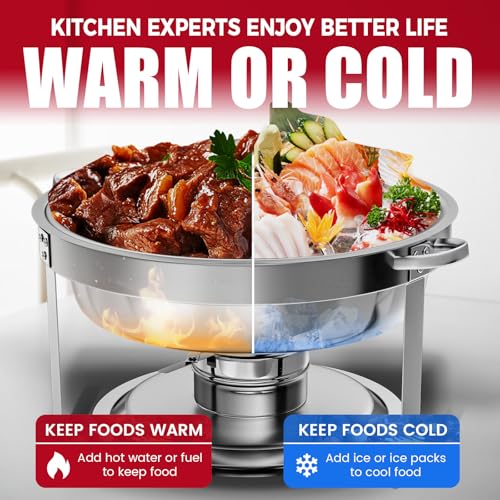 IMACONE Round Chafing Dish Buffet 6 Pack, 5QT Glass Lid - color: Glass