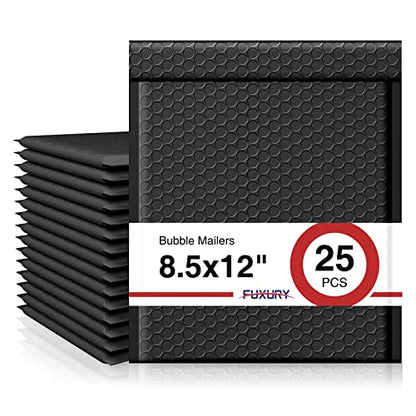 Fuxury Bubble Mailers 8.5x12" Padded Envelopes 25Pack Usable Size 8.5x11 - color: Black, size: 8.5x12" 25PC