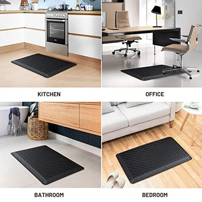 HappyTrends Kitchen Floor Mat - 4/5 Inch Thick Anti-Fatigue Kitchen Rug - color: Black, size: 28"L x 17.3"W x 0.8"Th