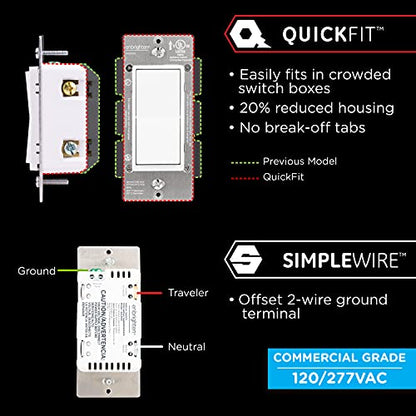 Enbrighten Z-Wave Add-On Switch, Paddle, White & Light Almond, 1 Pack