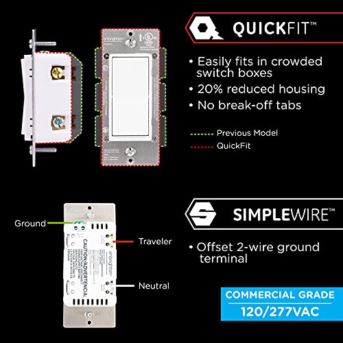 Enbrighten Z-Wave Add-On Switch, Paddle, White & Light Almond, 1 Pack