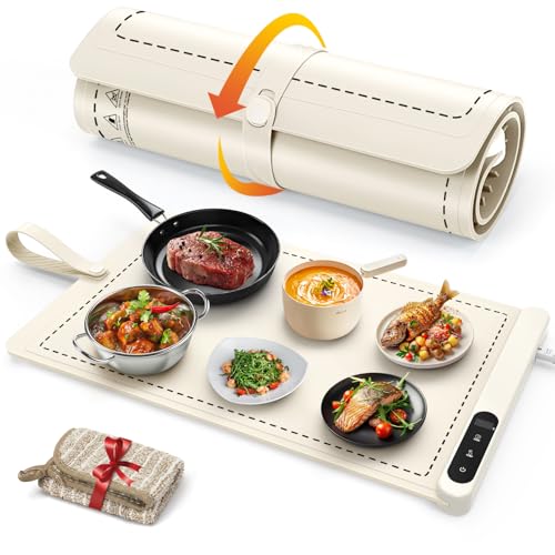 FYY Warming Mat for Food 24"x15", Rapid and Full Surface Heating Beige - color: Off White, size: X Large Size: 24"x15"