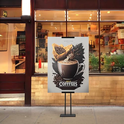 Heavy Duty Sign Stand, Floor Poster Board Stand, Adjustable Metal Sign Holder Height Up to 60 Inches and 180° Rotation Display Standing Pedestal for Board & Foam (Black-2PC)