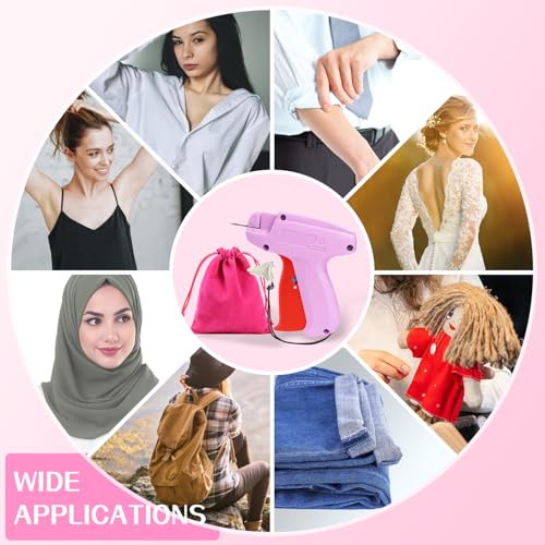 Stitchy Mini Stitch Gun -Tagging Gun for Clothing - Handheld Stitch Gun for Clothes - Comes with 1500 Black & 1500 White Fasteners, 2 Fine Needles - Tag Gun for Clothes - Quick Clothing Fixer - color: Rose Red