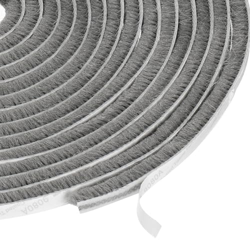 uxcell Self Adhesive Brush Seal Weather Stripping 1/4" x 9/32" x 36ft, Door Brush Strip for Sliding Sash Door Window Wardrobe Seal, Gray - color: Gray, size: 1/4" x 9/32" x 36ft