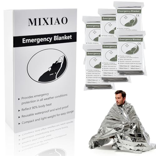 Emergency Foil Blanket Survival Thermal Mylar Reflective Blankets - color: Silver (6 Pack)