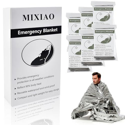 Emergency Foil Blanket Survival Thermal Mylar Reflective Blankets - color: Silver (6 Pack)