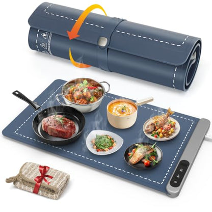 FYY Warming Mat for Food 24"x15", Rapid and Full Surface Heating Navy - color: Navy, size: X Large Size: 24"x15"
