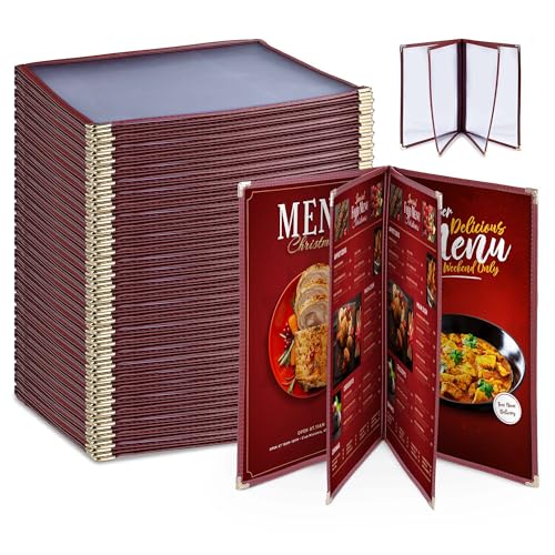 WeChef 30 Pack Restaurant Menu Covers 8.5 x 11" Book Style 4 Pages 8 Views - size: 8.5" x 11" - Book - 8 Views