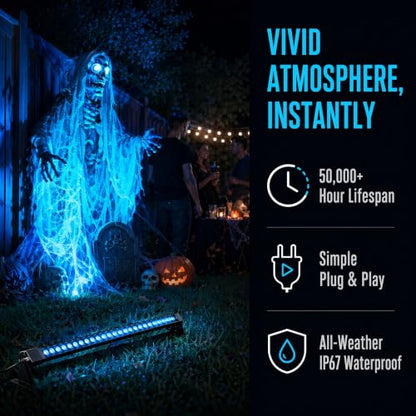 2Pcs 36W Blue Wall Washer Light 2FT 120V IP67 Waterproof Plug-in - color: Blue, size: 23.6''