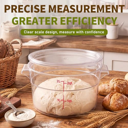 Ziliny 1 Pcs 2 Qt Dough Proofing Container with Lid and Red Scale, Clear - color: Clear,Clear, size: 2 Qt
