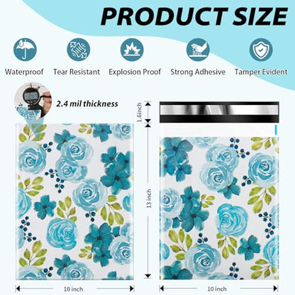 Oududianzi Poly Mailers 10x13, 100PCS Shipping Bags, Mailers Poly Bags, Mailing Envelopes Bags, Polymailer Packaging Bags for Small Business - Blue Rose - color: Blue Rose, size: 10x13 - 100Pack