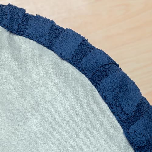 Asuprui Plush Ottoman Footrest, 20"x14", Dark Blue,Round Foot Stool Ottoman - color: Dark Blue, size: 20"D x 20"W x 14"H