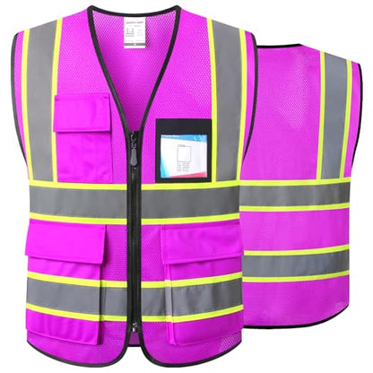 Purple Reflective Safety Vest for Men Women,EKH1,Purple,M - color: Purple, size: Medium