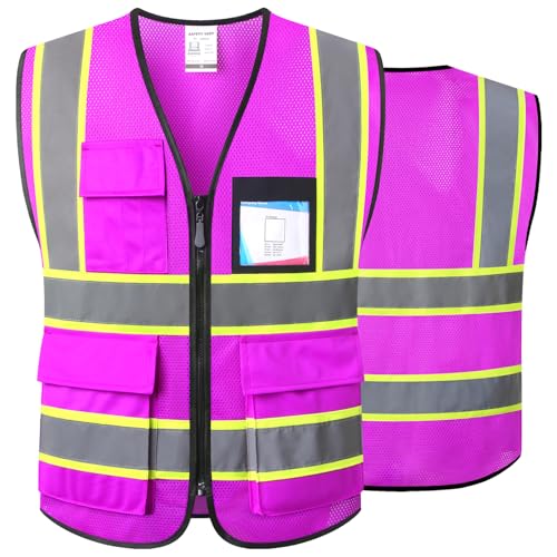 Purple Reflective Safety Vest for Men Women,EKH1,Purple,M - color: Purple, size: Medium
