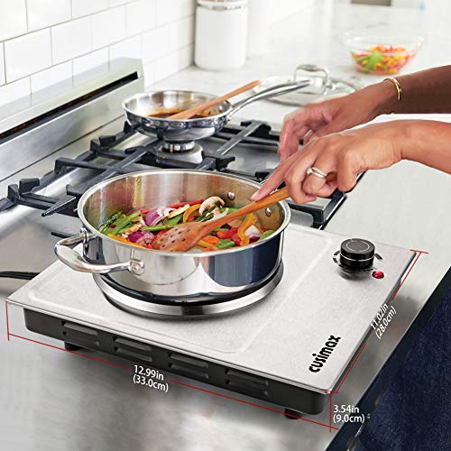 CUSIMAX Electric Hot Plate, 1500W Single Burner, Hot Plate for Cooking - color: Silver, size: Single