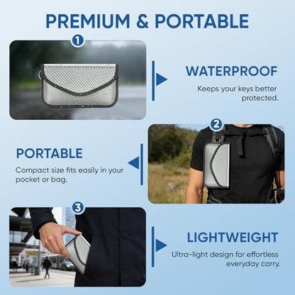 TICONN 2PK Faraday Bag for Car Key Fob, Anti-Theft NFC RFID Blocking Pouch - color: Grey, size: Large