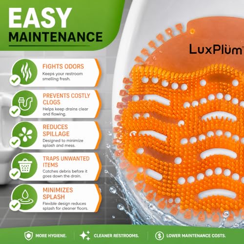 Urinal Screens Deodorizer 10 Pack Long-Lasting Orange Scent, Splash Control Urinal Mats Odor Eliminator for Wet & Dry Urinals Bathroom Freshener, Toilet Deodorizer, Urinal Cakes