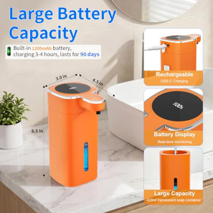 Automatic Foaming Soap Dispenser Touchless - color: Orange