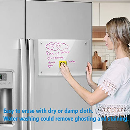 Acrylic Note Board Refrigerator Dry Erase Board Magnetic Clear 15”x11 Includes 4 Dry Erase Markers (Pack of 2) - size: Magnetic 15“x11” (Pack of 2)