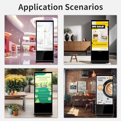 65" Digital Signage Displays, 4K LCD Touch Screen Floor Standing Display - size: 65 inch