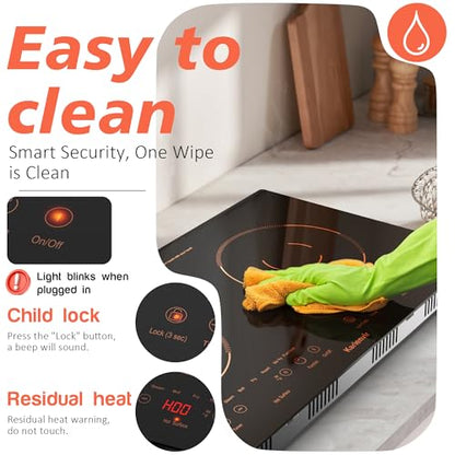 2 Burner Electric Cooktop 110V, 2000W, 24" Countertop & Built-in - size: 24 Inch 2 Burner Orange