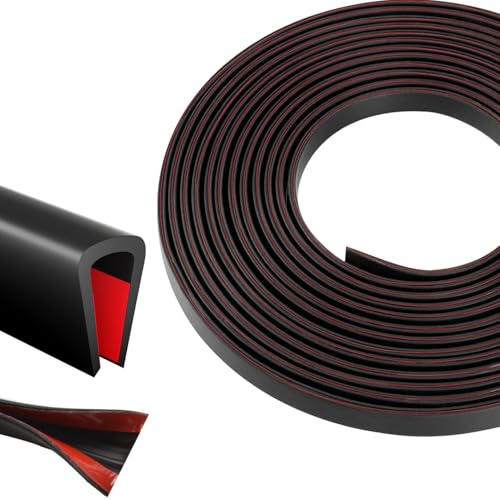 Silicone Edge Trim Self-Adhesive U Channel Silicone Edge Trim Edge Protector for Sheet Metal (Black, Fit 1/4" - L 10') - color: Black, size: Fit 1/4" - L 10'