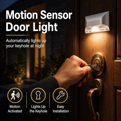 1 Pack Keyhole Light 4 LED -Battery Operated Outdoor Motion Sensor 3m Detection Range for Key Light,Front Porch,Night Lights,Outdoor(Silver - color: 1Pack-Silver