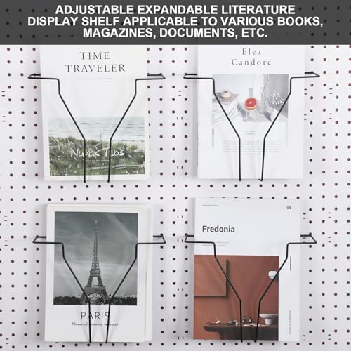 Wonderjune 4 Pcs Expandable Literature Display for Pegboard, Black - color: Black