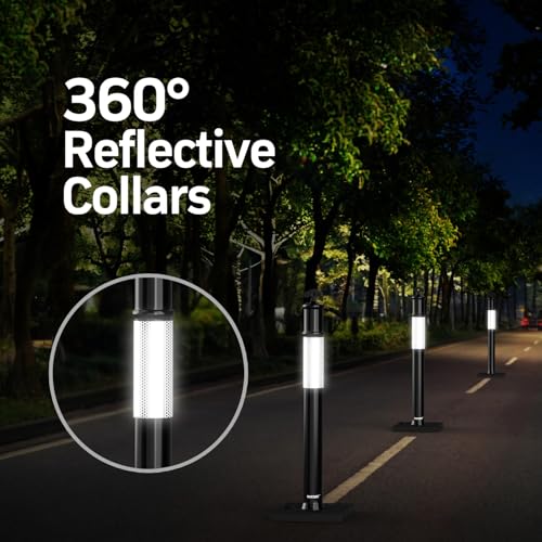 BATTIFE 45 Inch Traffic Safety Cones Delineator Posts with Base Black 3 Pcs - color: Black