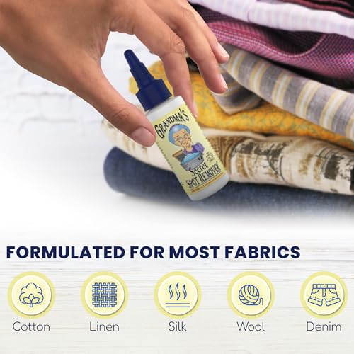 Grandma's Secret Spot Remover - Chlorine, Bleach and Toxin-Free Fabric Stain Remover for Clothes - Removes Oil, Paint, Blood and Pet Stains – 2 Ounce, 6 Pack - size: 2.00 Fl Oz (Pack of 6), style: Spot Remover