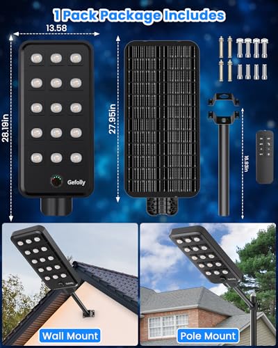 Gefolly G-16000W Solar Street Light Outdoor, Flood Security Parking Lot - size: XL