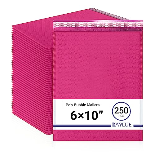 Hot Pink Bubble Mailers 6x10, Self Seal Poly Padded Envelopes #0, 250 Pack - color: Hot Pink, size: 6"x10" / 250 Pack