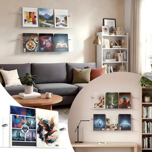 6 Pack Clear Acrylic Magazine Holder Wall, Brochure, 17 Inch - size: 17 Inch