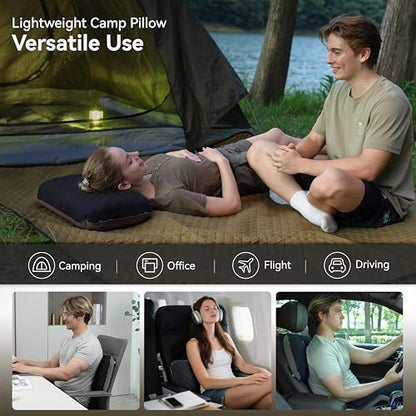 MARCHWAY Lightweight Compact Inflatable Camping Pillow with Soft Foam Top - color: Black